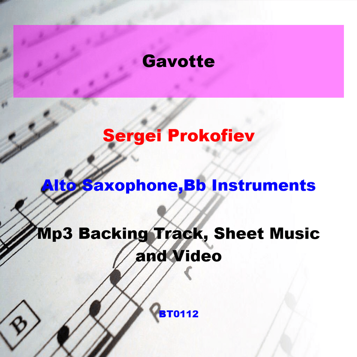 BT0112 Prokovief Gavotte Backing Track and Sheet Music
