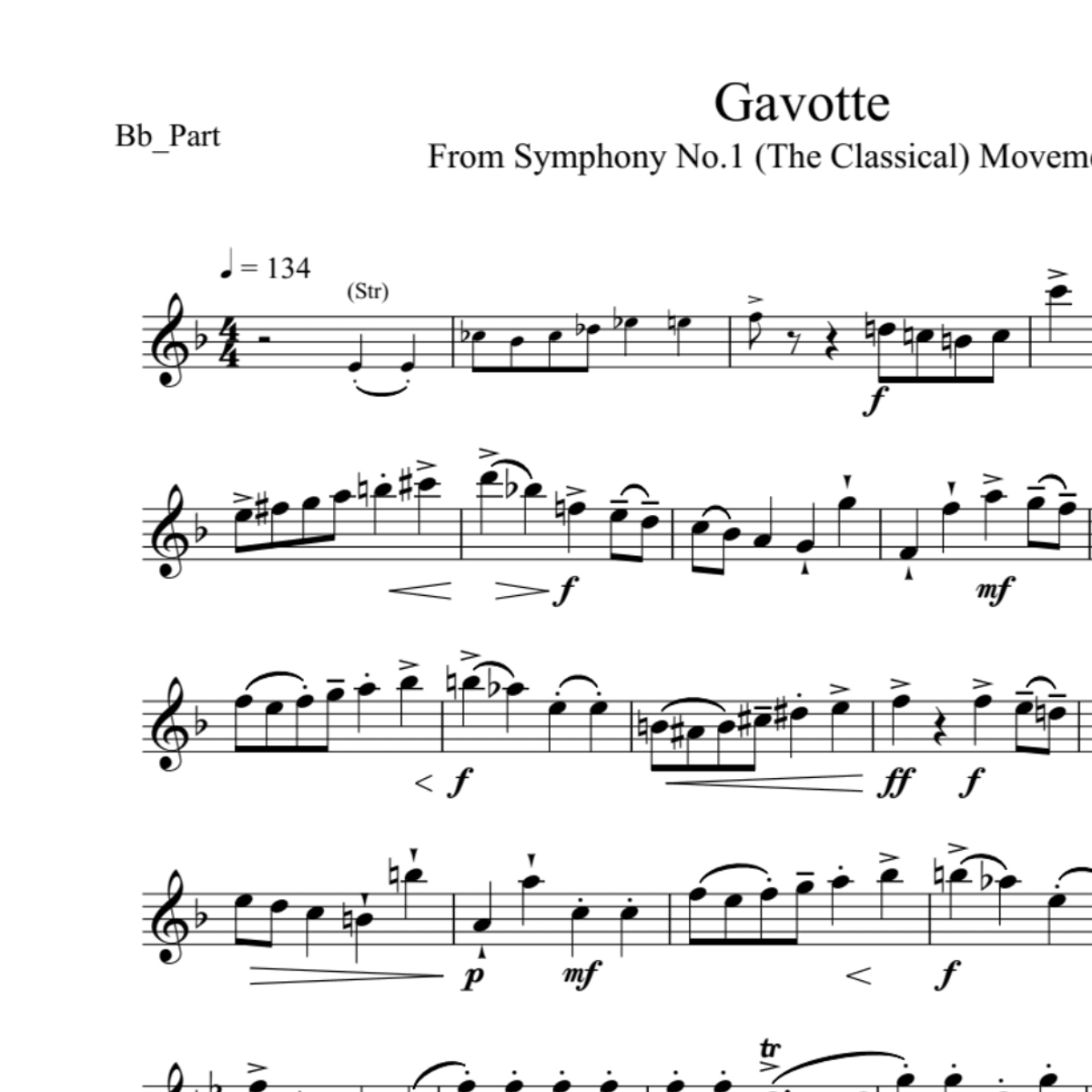 BT0112 Prokovief Gavotte Backing Track and Sheet Music