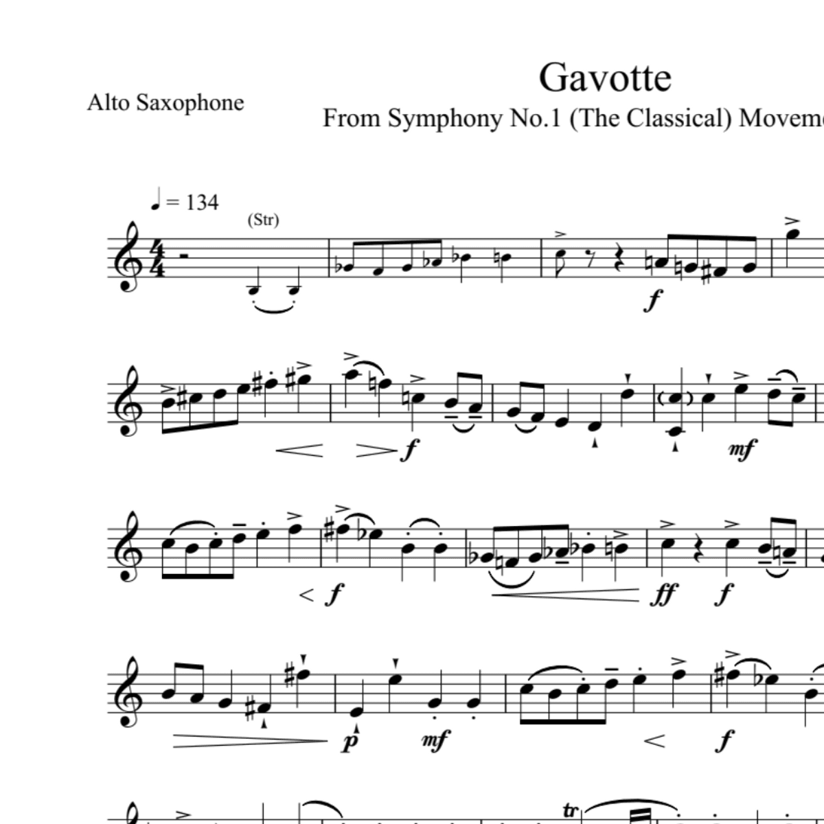 BT0112 Prokovief Gavotte Backing Track and Sheet Music