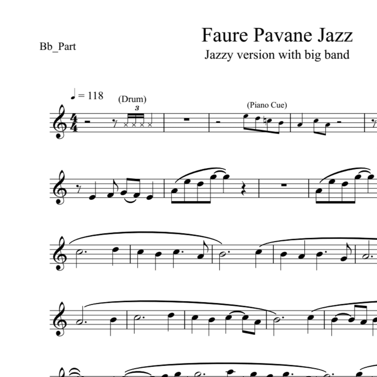 BT0055 Faure Pavane Jazz Backing Track and Sheet Music