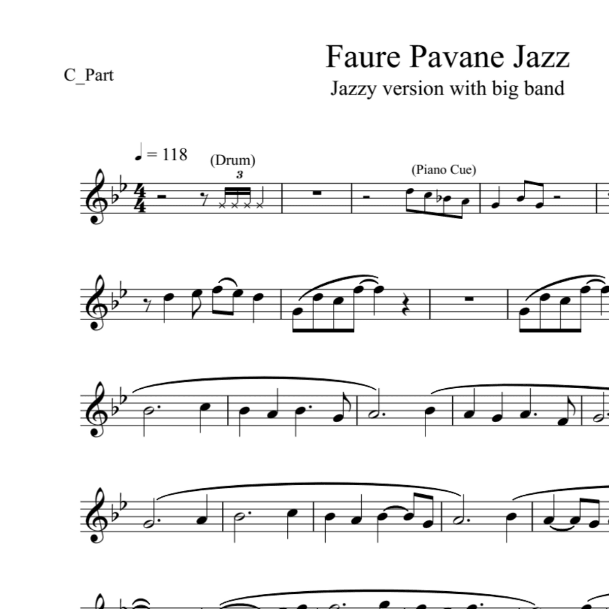 BT0055 Faure Pavane Jazz Backing Track and Sheet Music