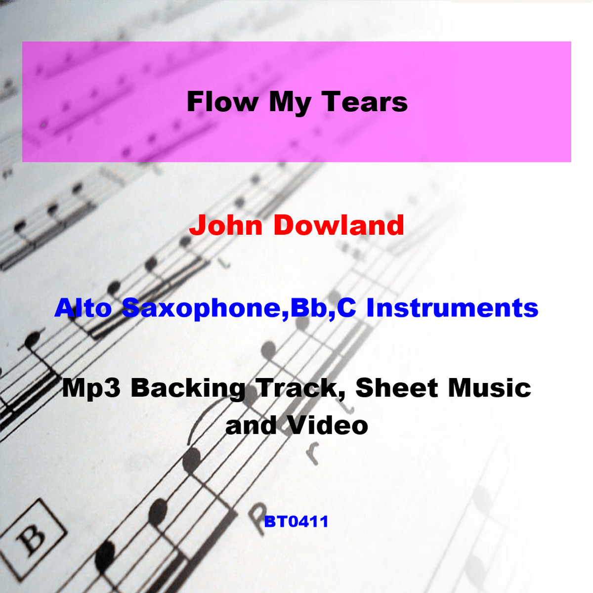 BT0411 John Dowland Flow My Tears Backing Track and Sheet Music