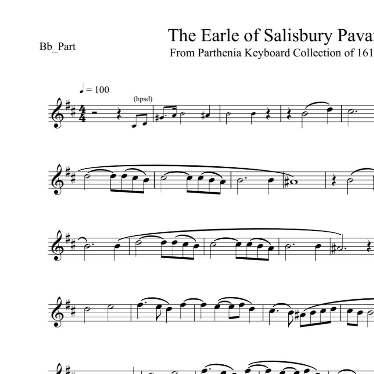 BT0288 The Earle of Salisbury Pavan Backing Track and Sheet Music