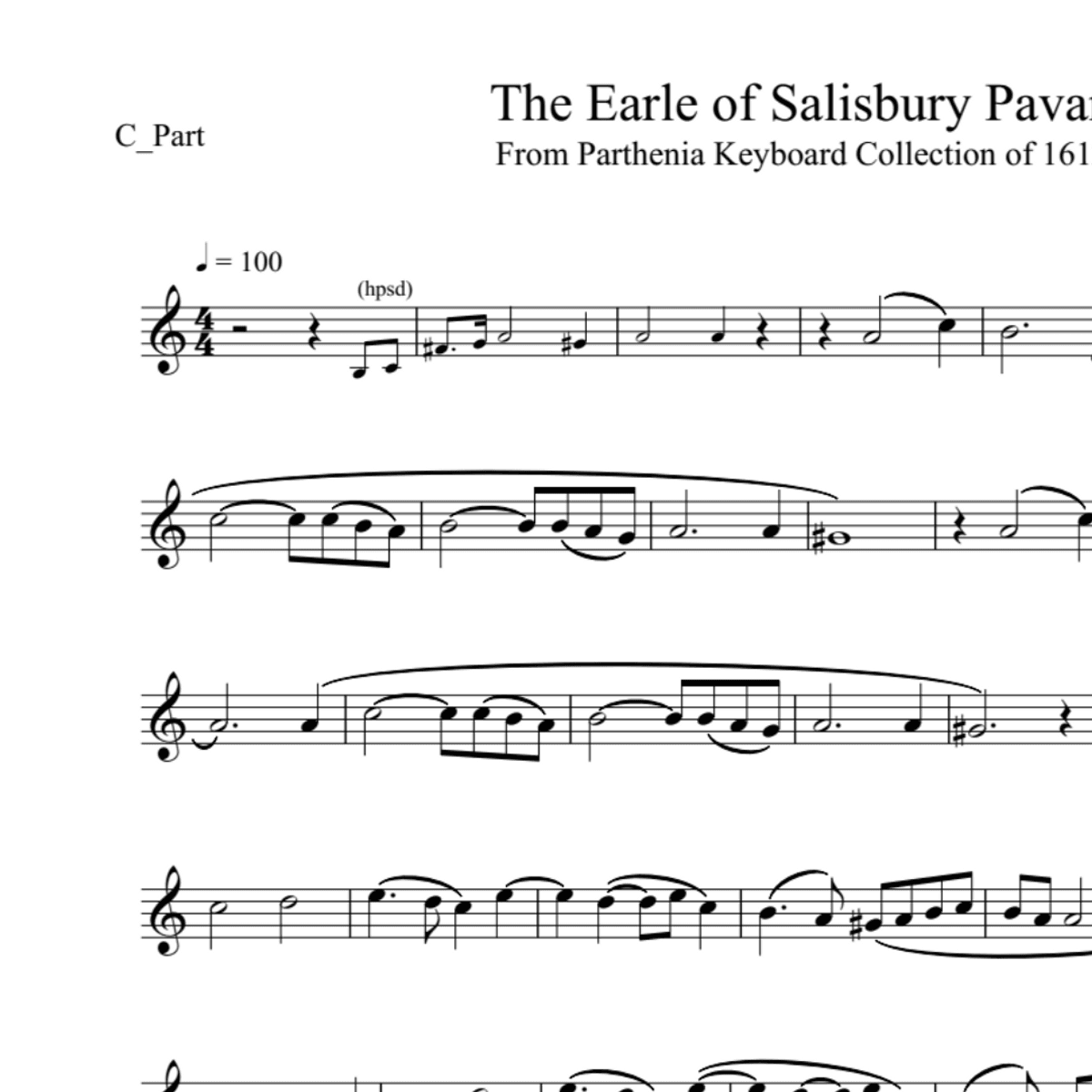BT0288 The Earle of Salisbury Pavan Backing Track and Sheet Music