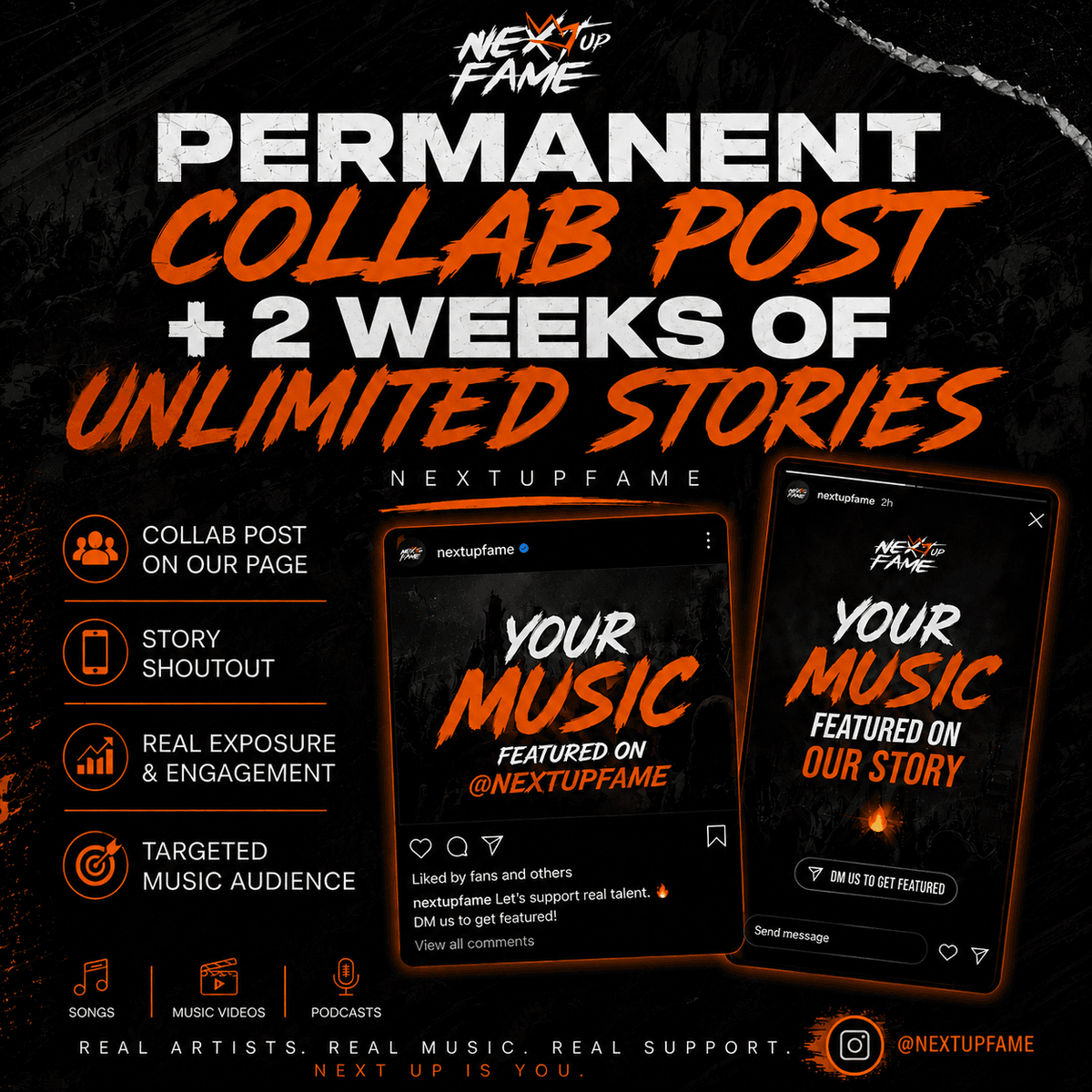 Permanent Collab post + 2 weeks of unlimited stories