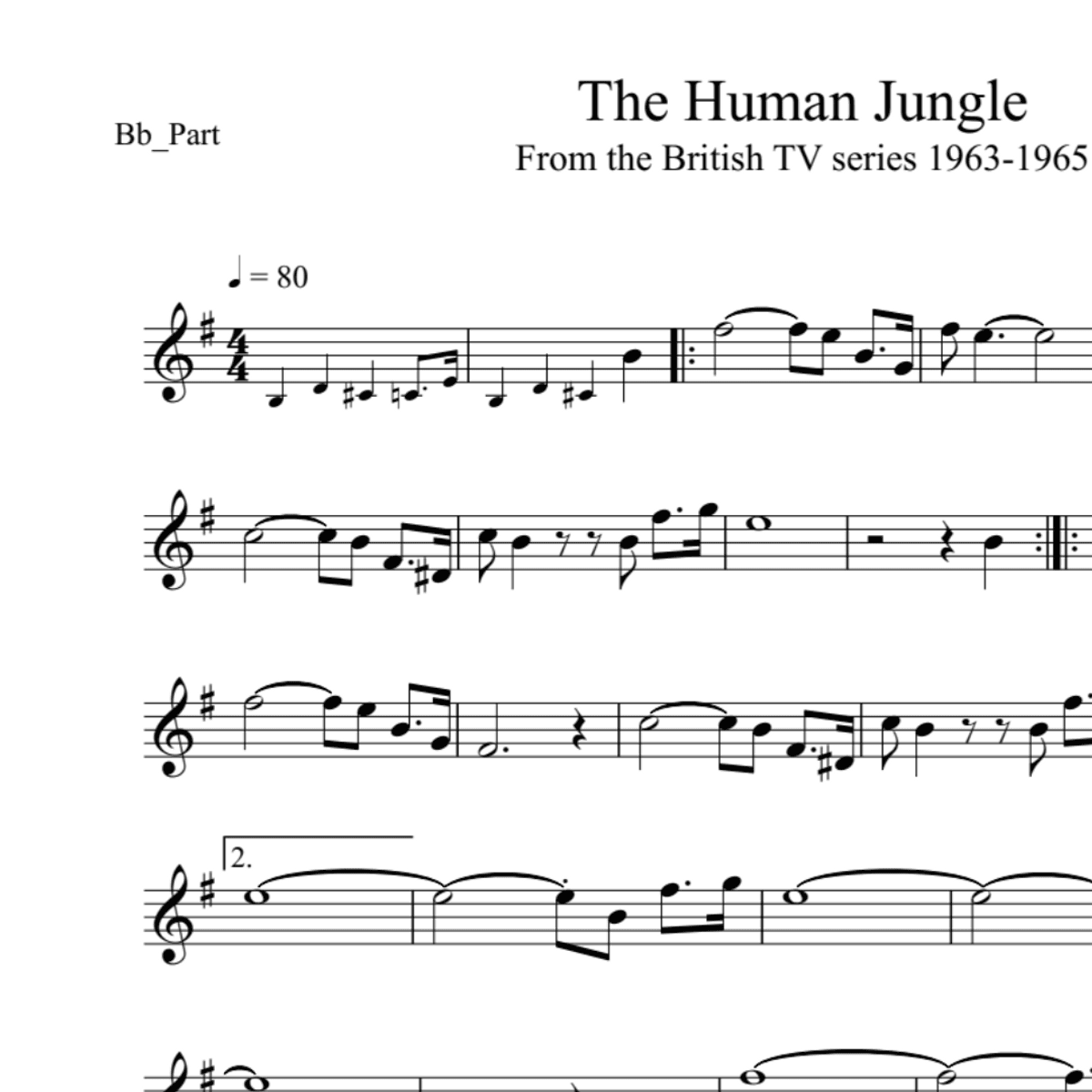 BT0262 The Human Jungle Backing Track and Sheet Music