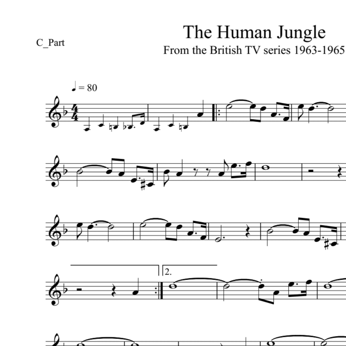BT0262 The Human Jungle Backing Track and Sheet Music