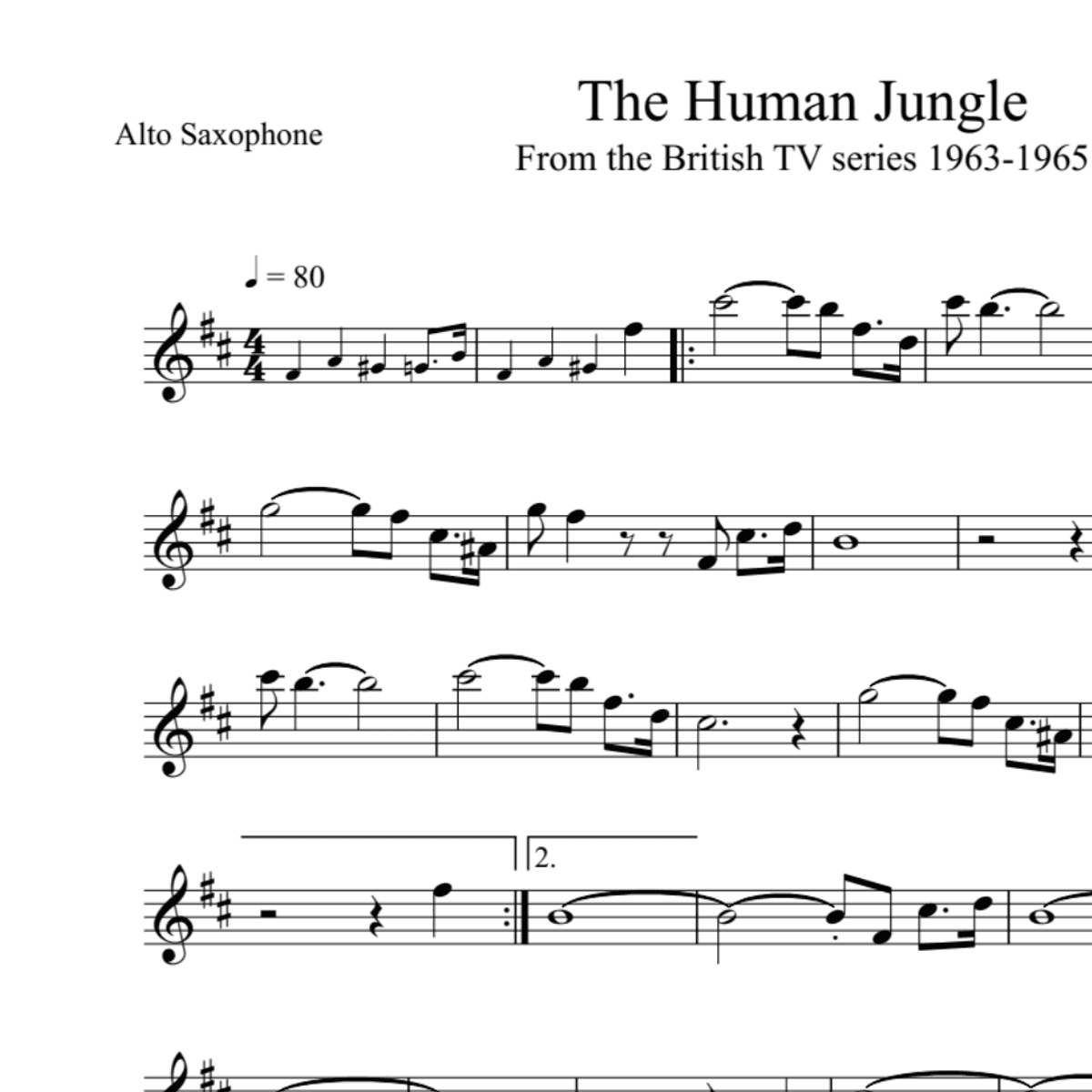 BT0262 The Human Jungle Backing Track and Sheet Music