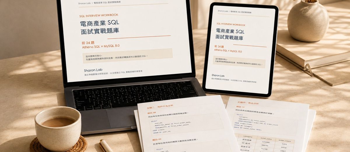 電商產業 SQL 面試實戰題庫｜24 道基礎商業案例 × Athena SQL × MySQL 8.0