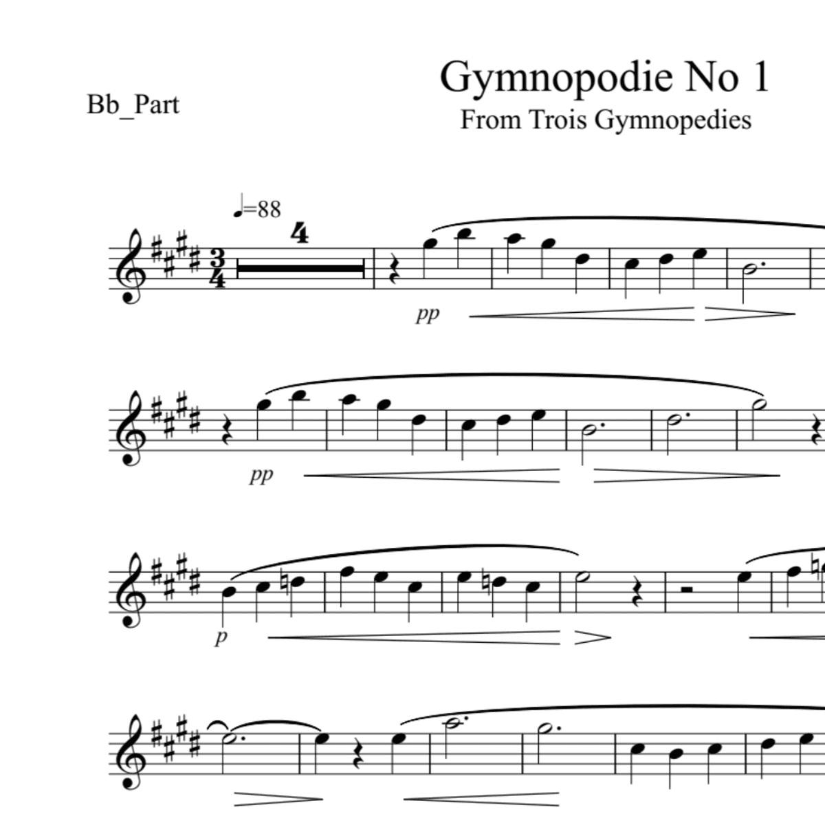 BT0122 Satie Gymnopodie No 1 Backing Track and Sheet Music