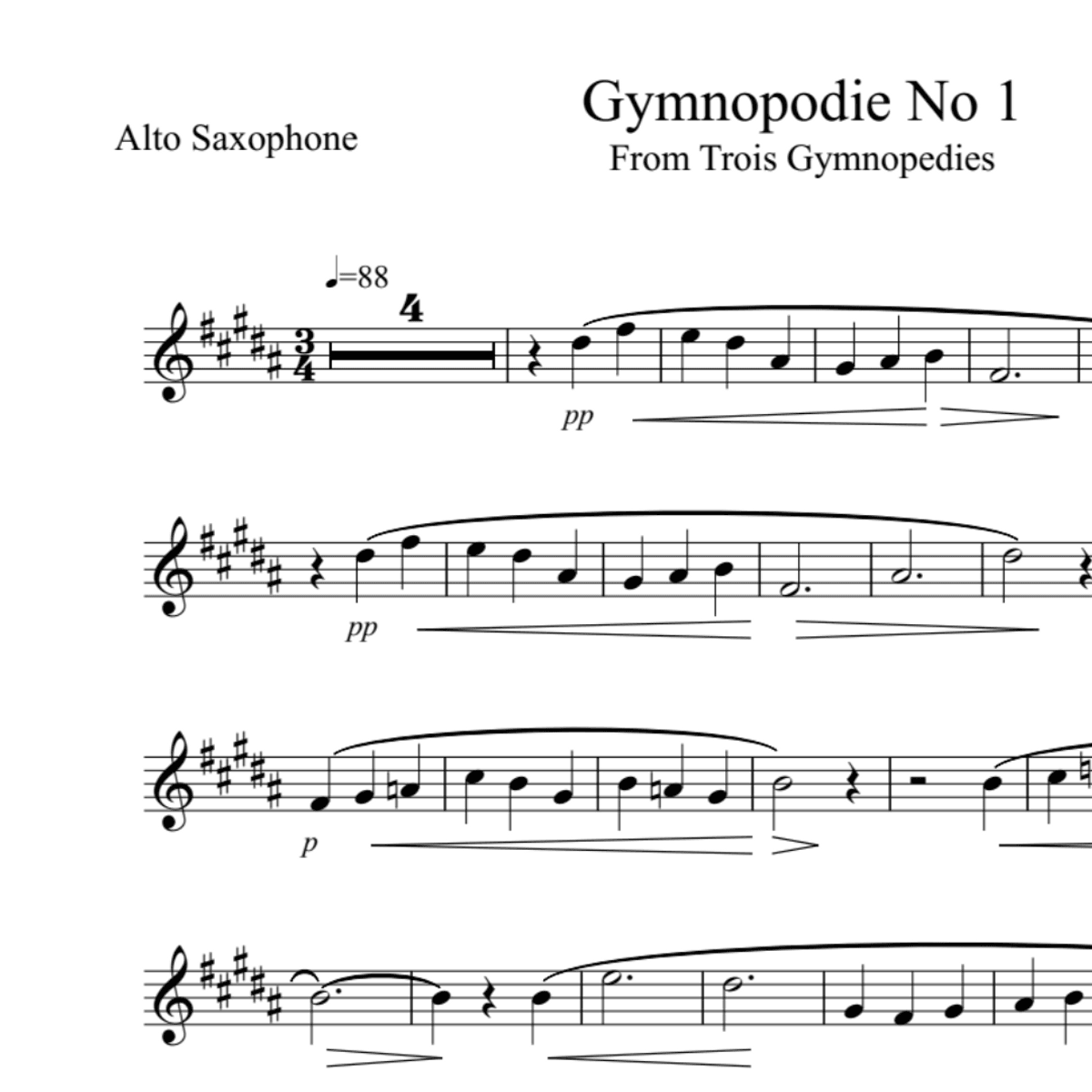 BT0122 Satie Gymnopodie No 1 Backing Track and Sheet Music