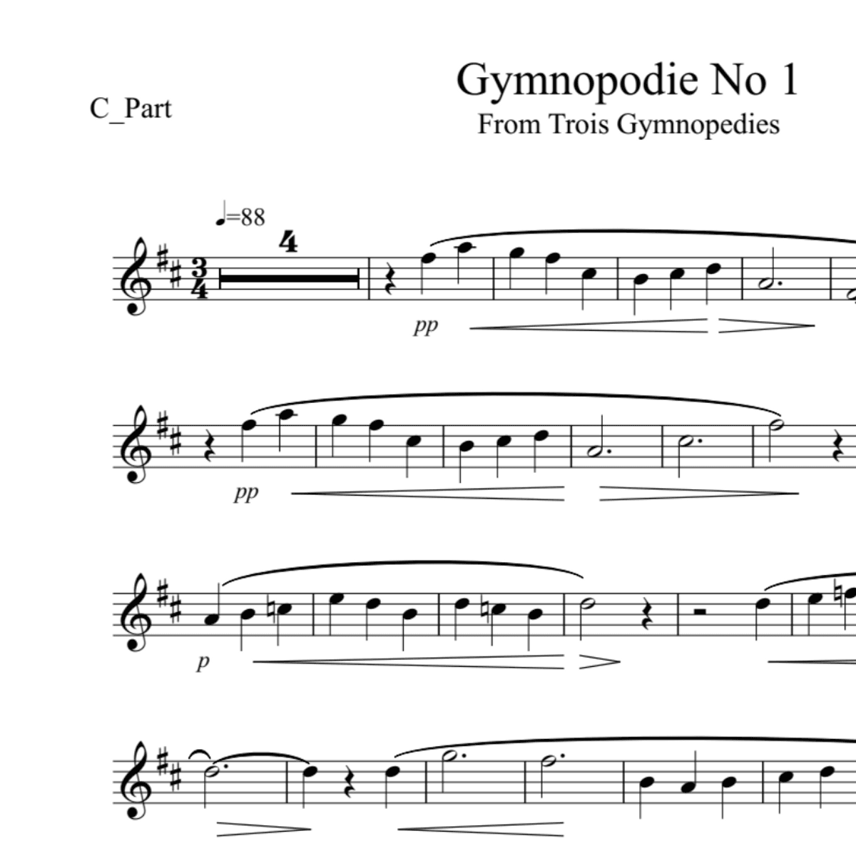 BT0122 Satie Gymnopodie No 1 Backing Track and Sheet Music