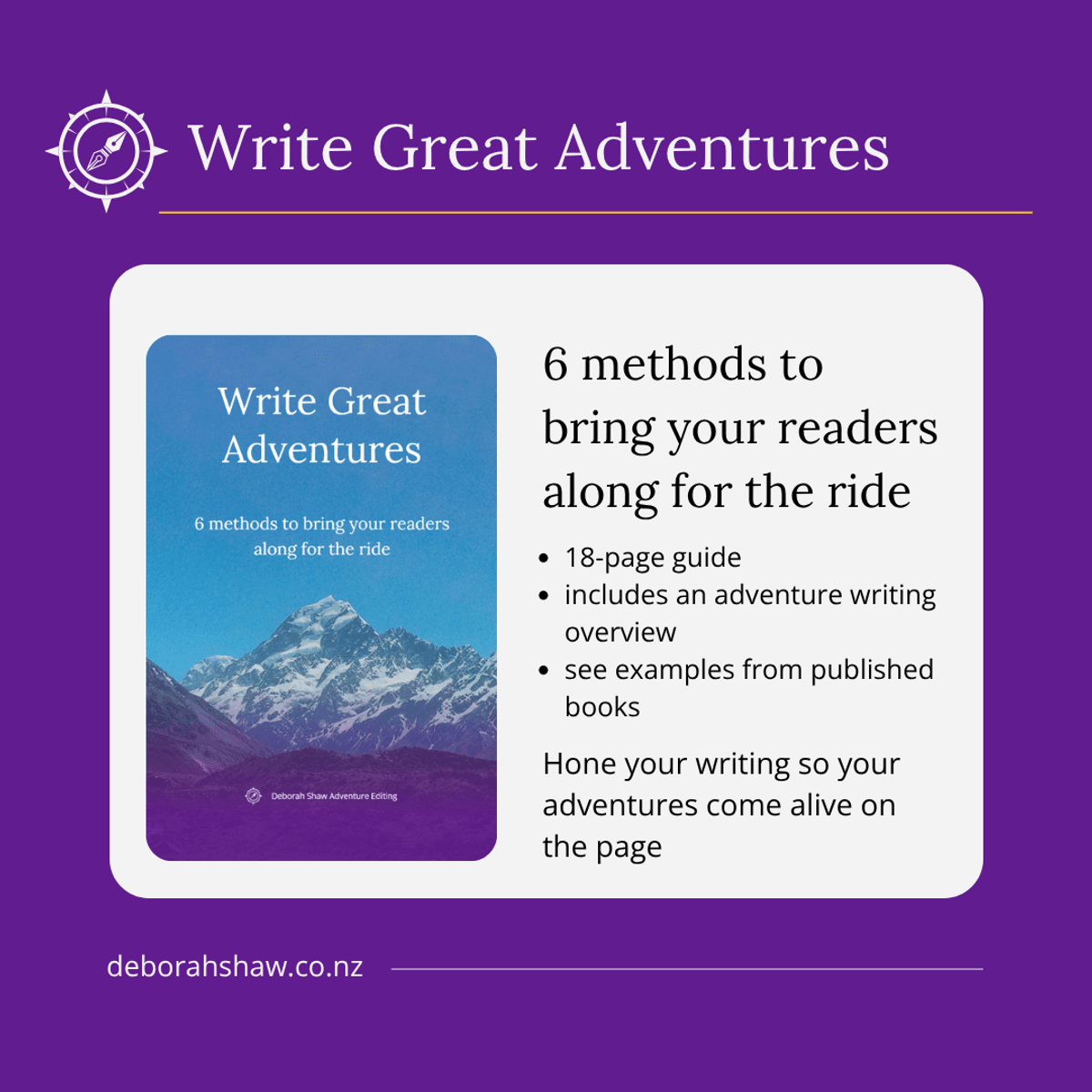 Write Great Adventures: 6 methods to bring your readers along for the ride