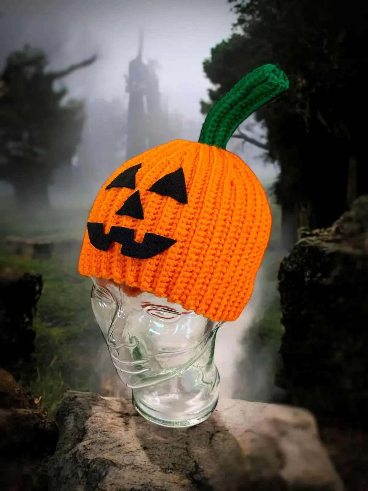 Halloween Pumpkin Beanie - Halloween Hat - Jack-o'-lantern Toque