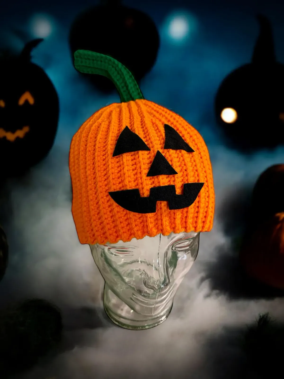 Halloween Pumpkin Beanie - Halloween Hat - Jack-o'-lantern Toque
