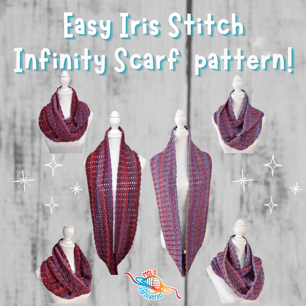 Easy Iris Stitch Infinity Scarf - digital crochet pattern only!