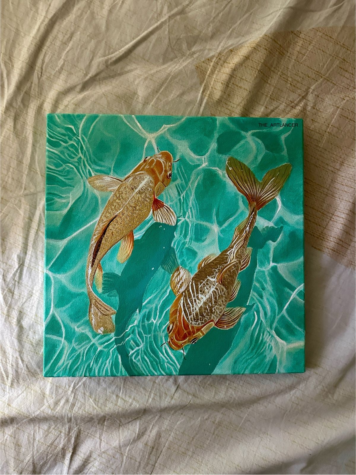 Golden Koi Fishes Painting
