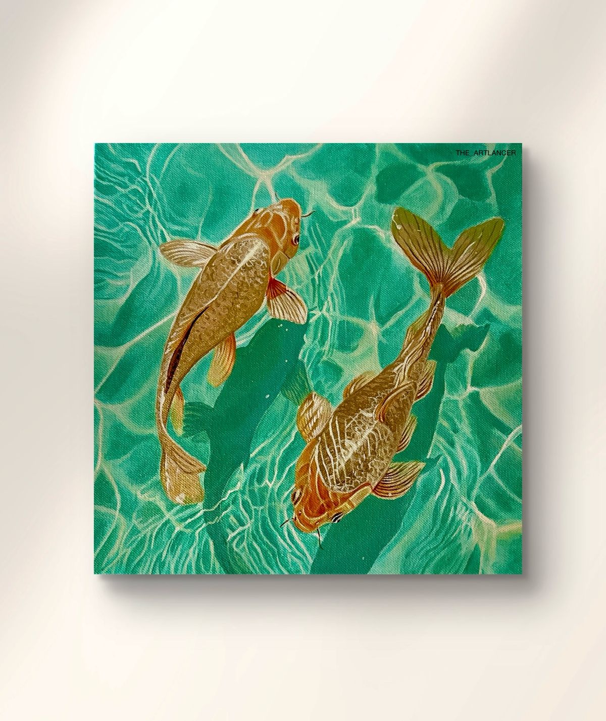 Golden Koi Fishes Painting