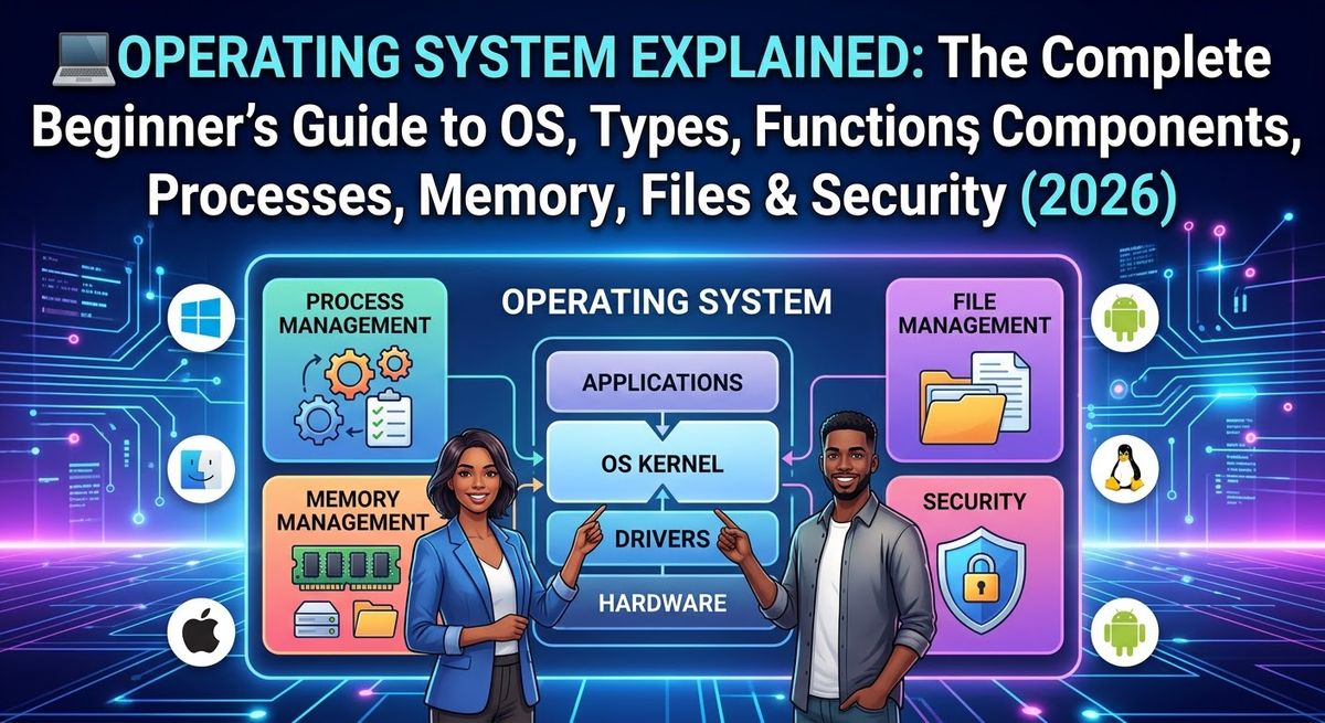 💻Operating System Explained: The Complete Beginner’s Guide to OS, Types, Functions, Components, Processes, Memory, Files & Security (2026)