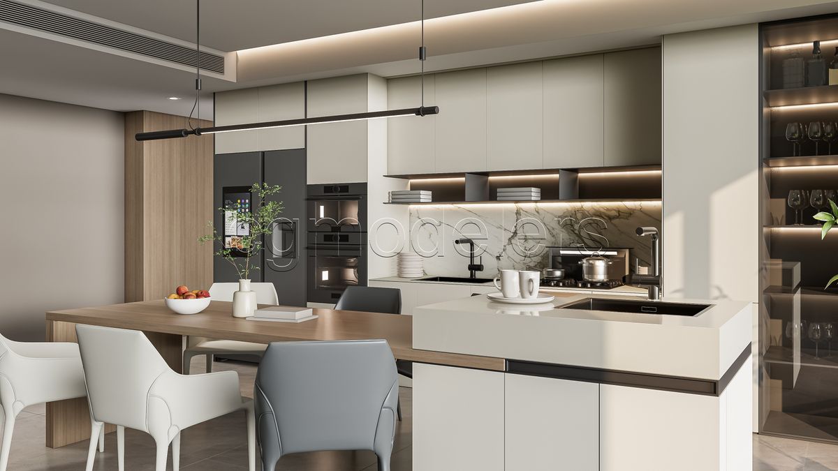 SketchUp Kitchen model 5 – Enscape render Ready | Full Lighting + PBR