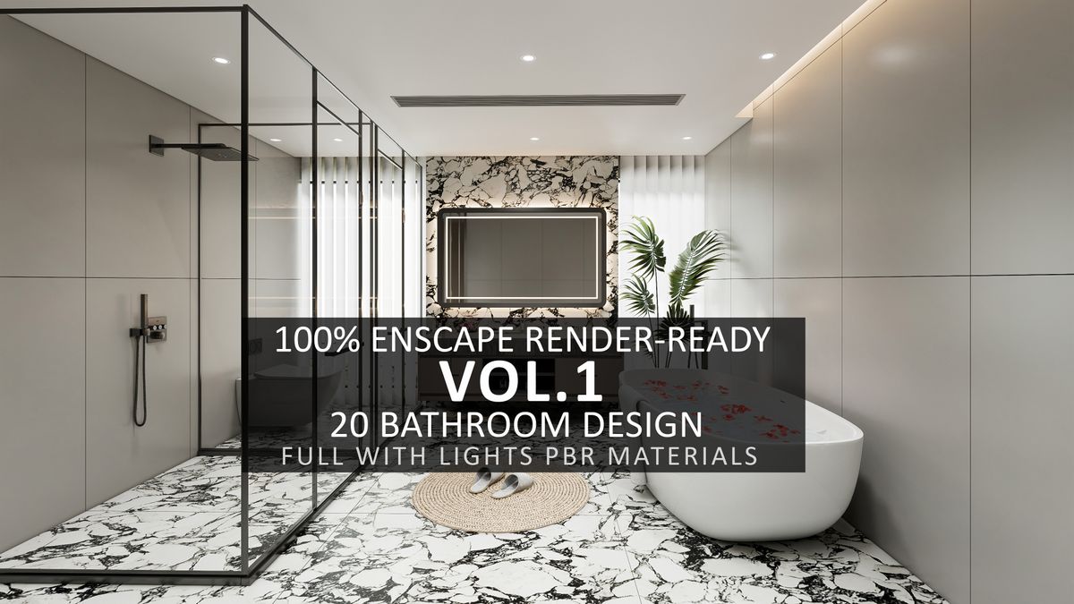 SketchUp Bathroom Models Bundle vol.1 | 20 Enscape-ready scene | Lights+PBR