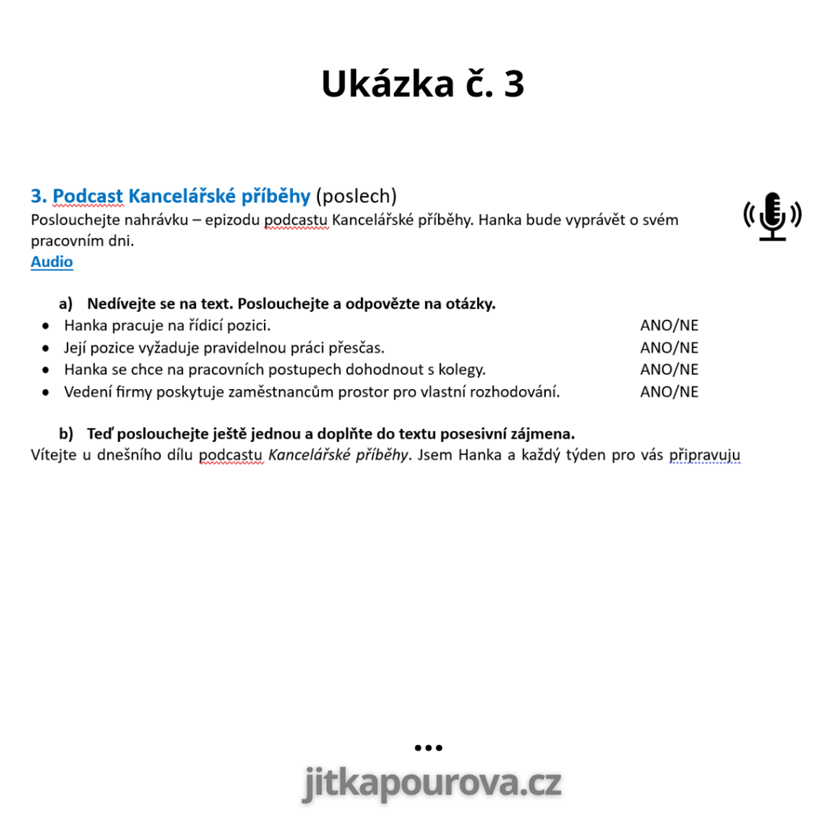Můj, tvůj, naše, vaše... - trénink (handout B1, B2)
