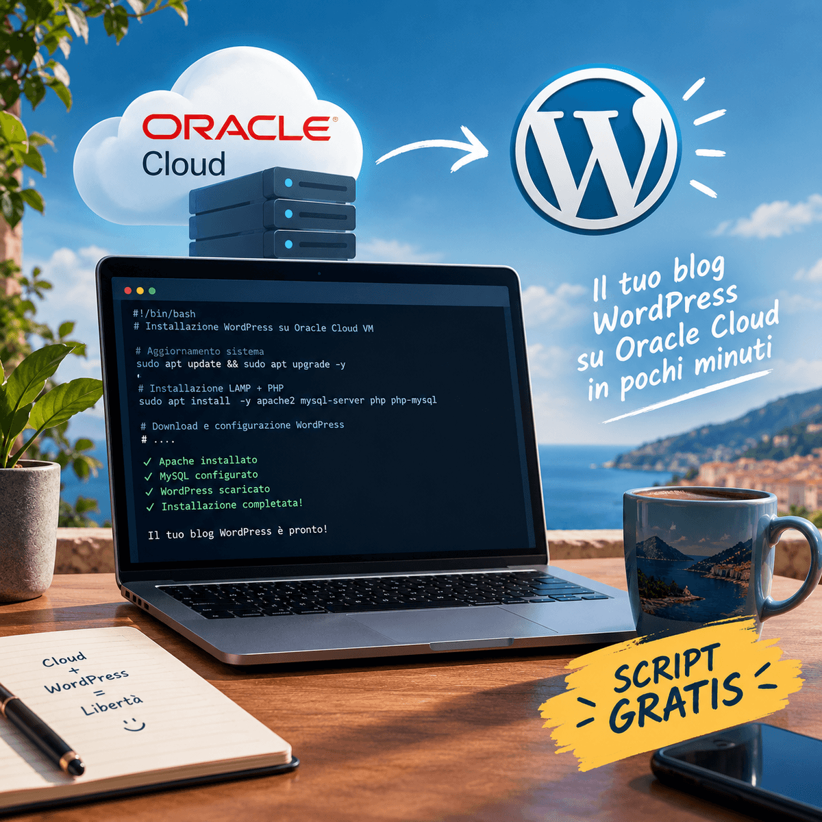 Script gratuito per installare WordPress su Oracle Cloud