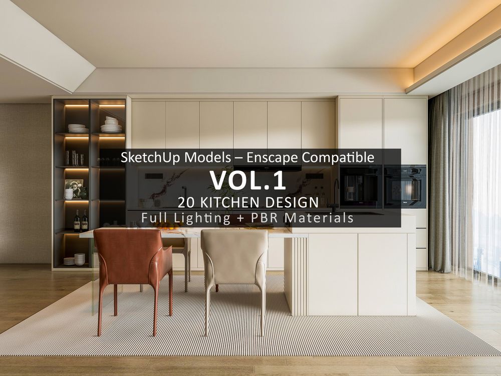 SketchUp Kitchen Models Bundle vol.1 | 20 Enscape-ready scene | Lights+PBR