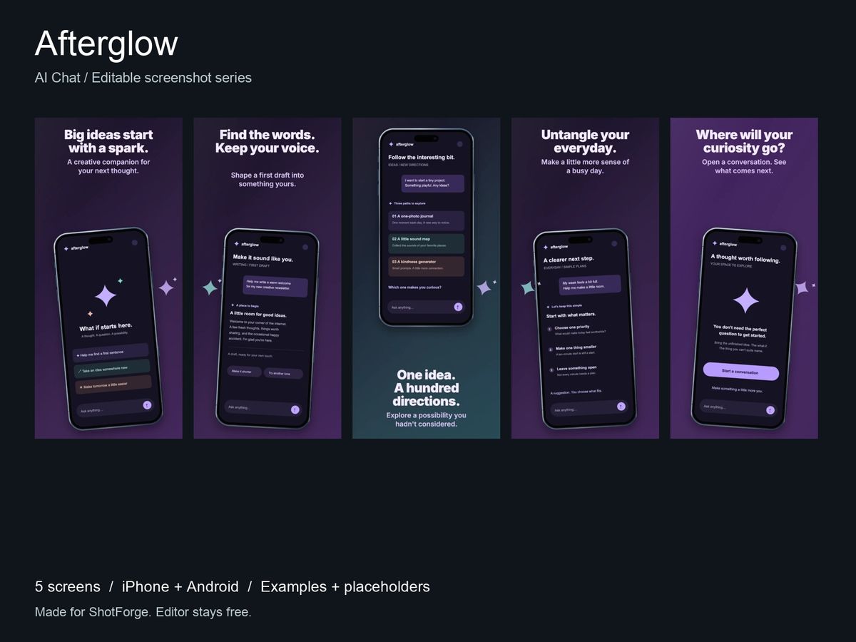 Afterglow — AI Chat App Screenshot Templates