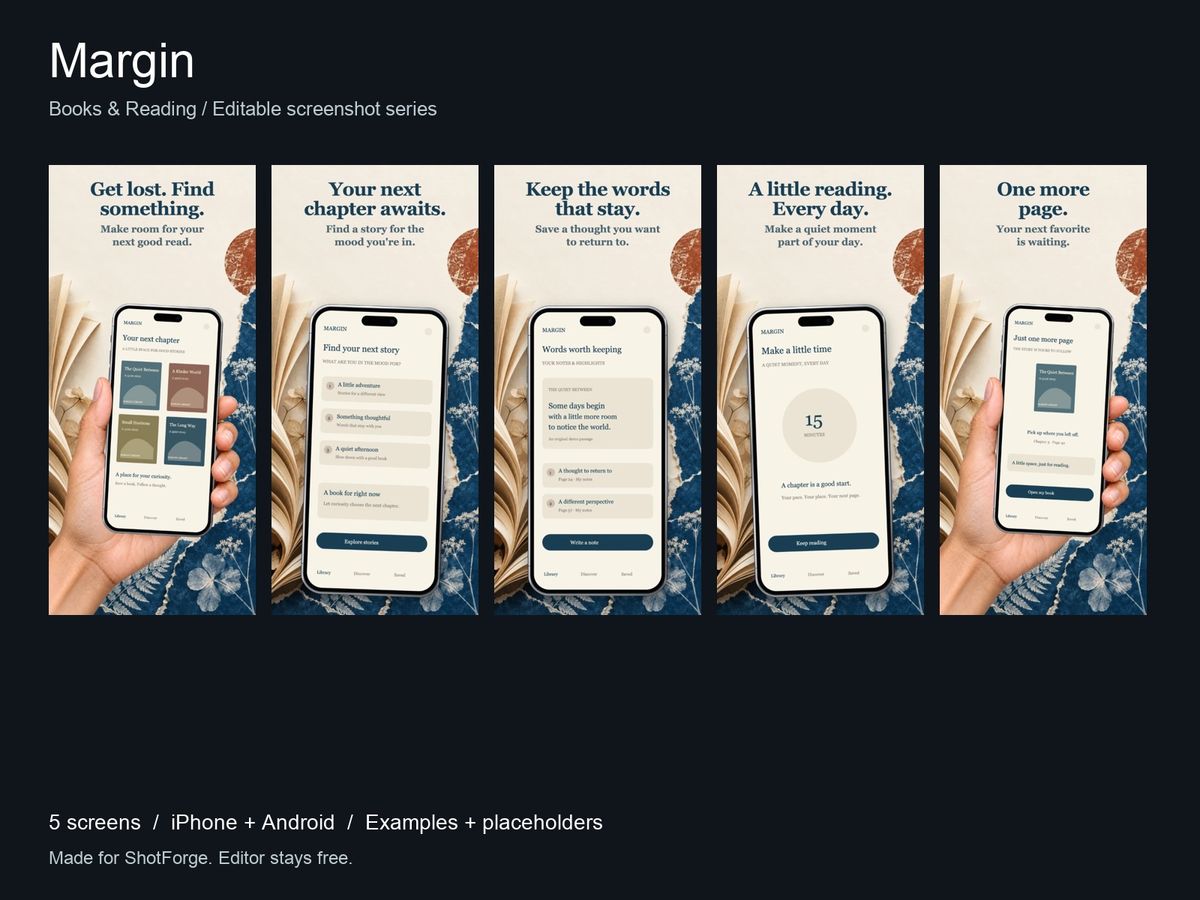Margin — Books & Reading App Screenshot Templates