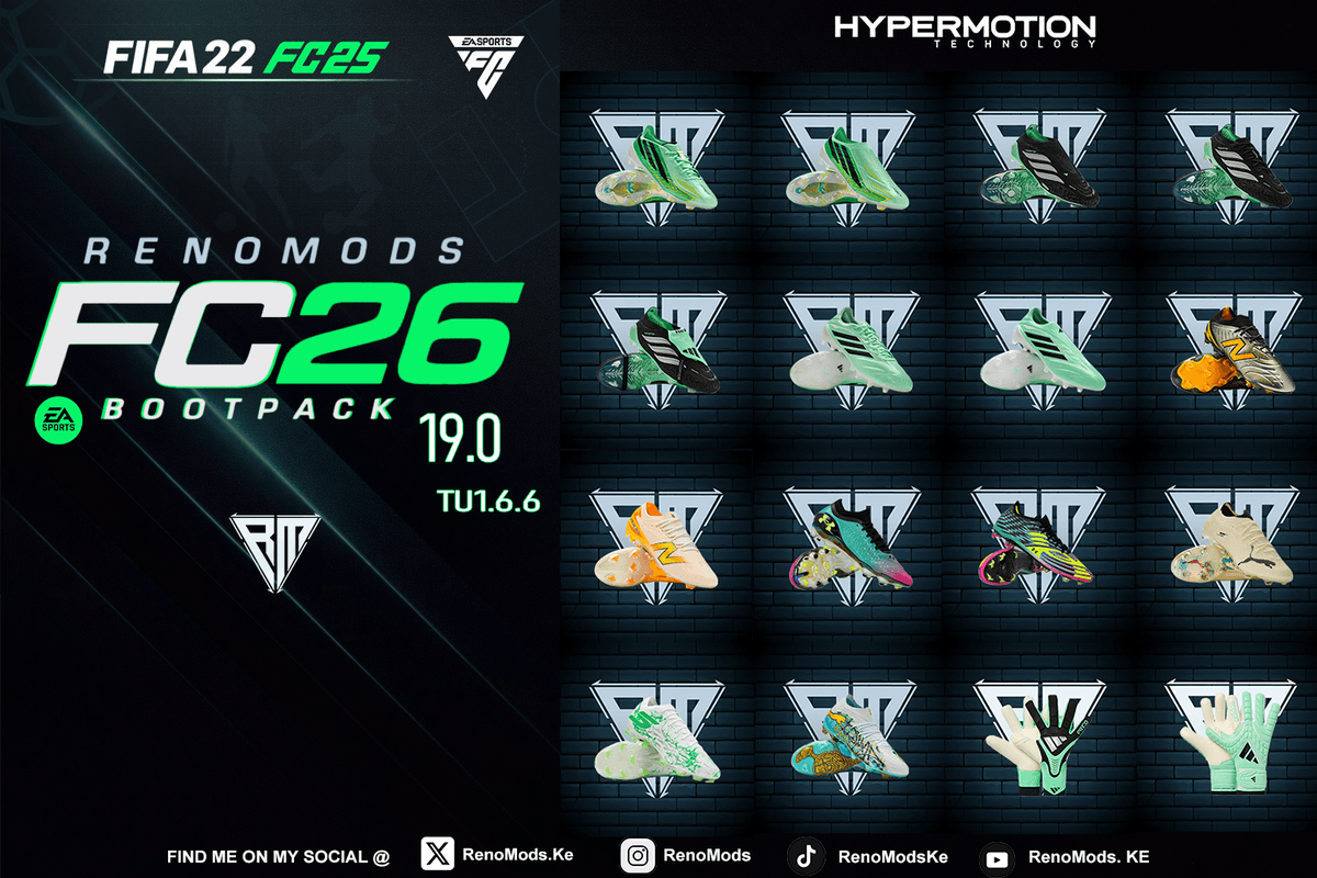RenoMods FC26 BootPack Mod X GlovePack AIO 19.0 TU1.6.6