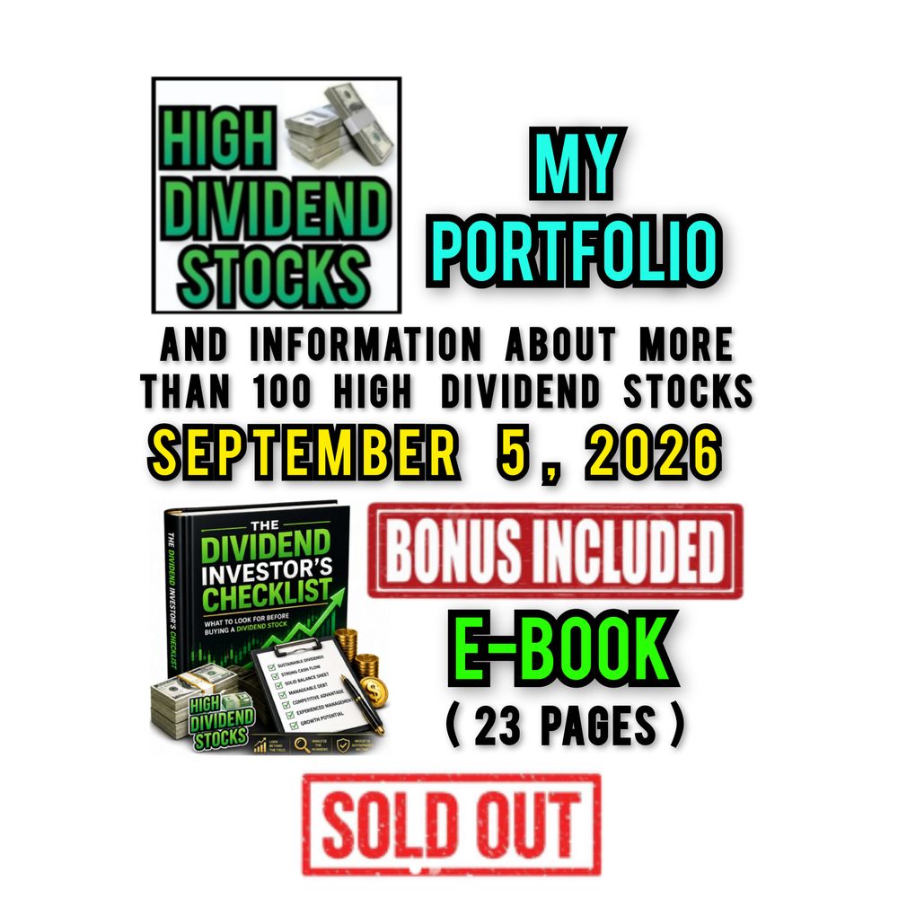 SOLD OUT - My Dividend Portfolio & Bonus File – September 5, 2026