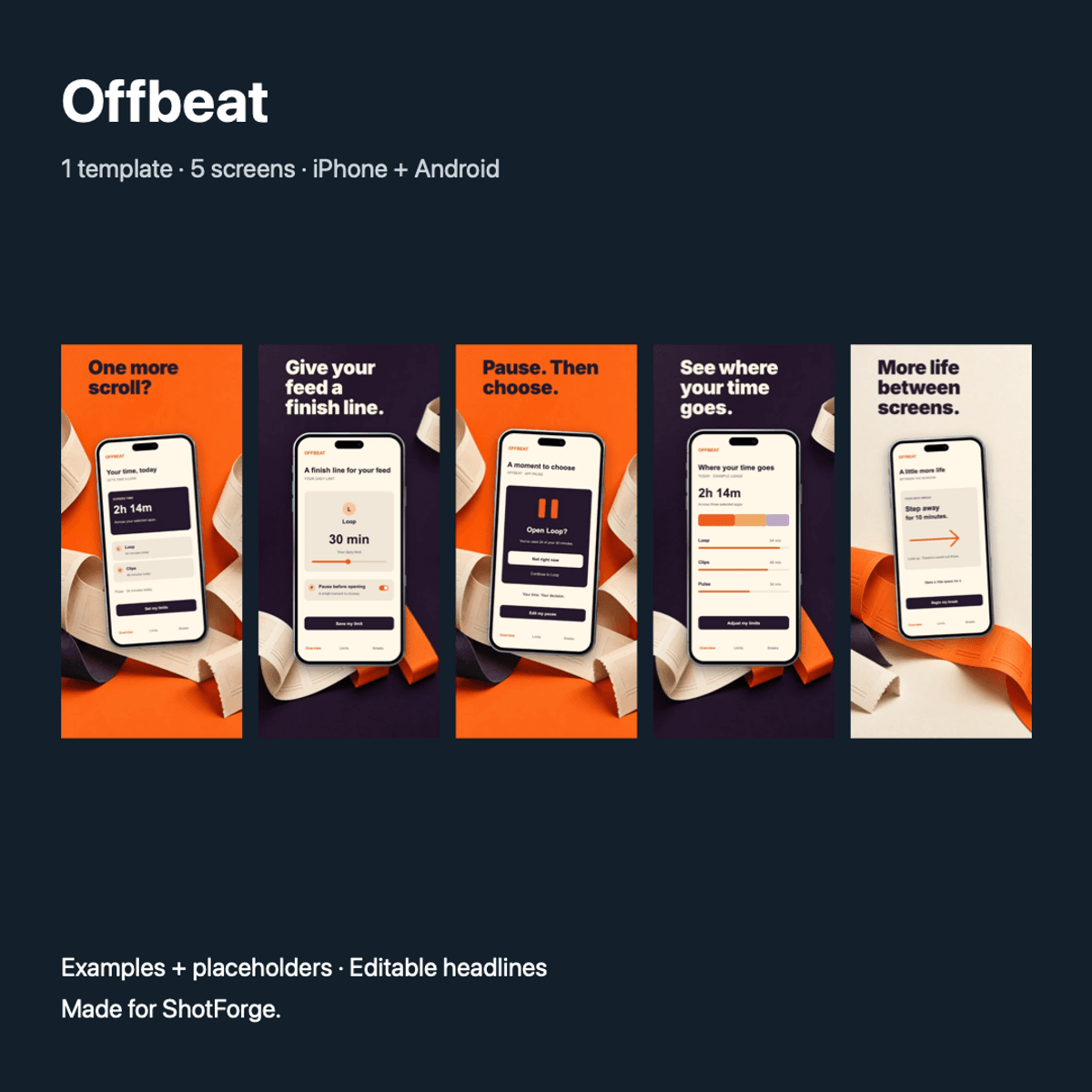 Offbeat — App Screenshot Template for ShotForge