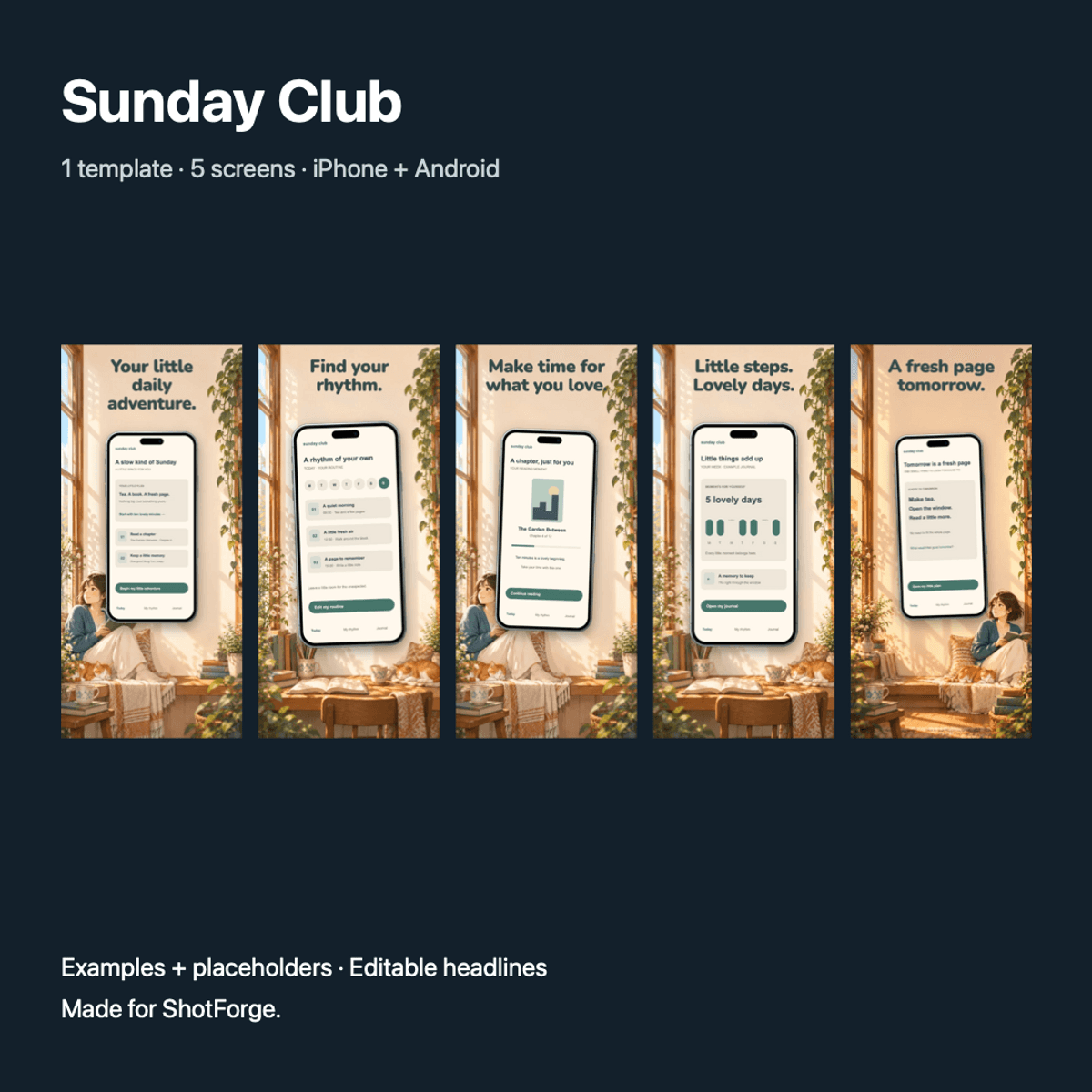 Sunday Club — App Screenshot Template for ShotForge