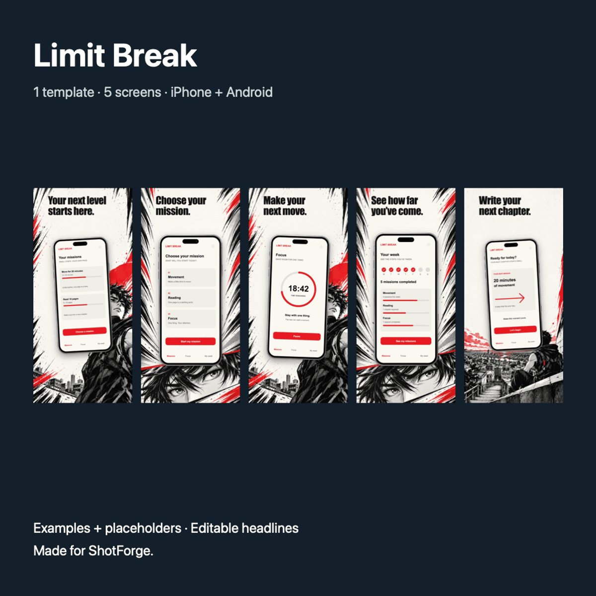 Limit Break — App Screenshot Template for ShotForge