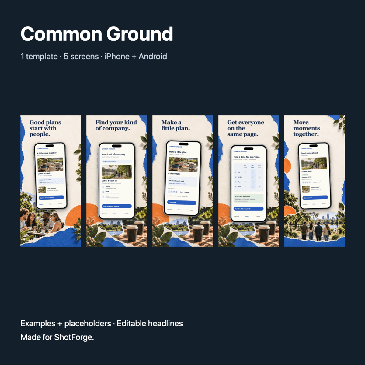 Common Ground — App Screenshot Template for ShotForge