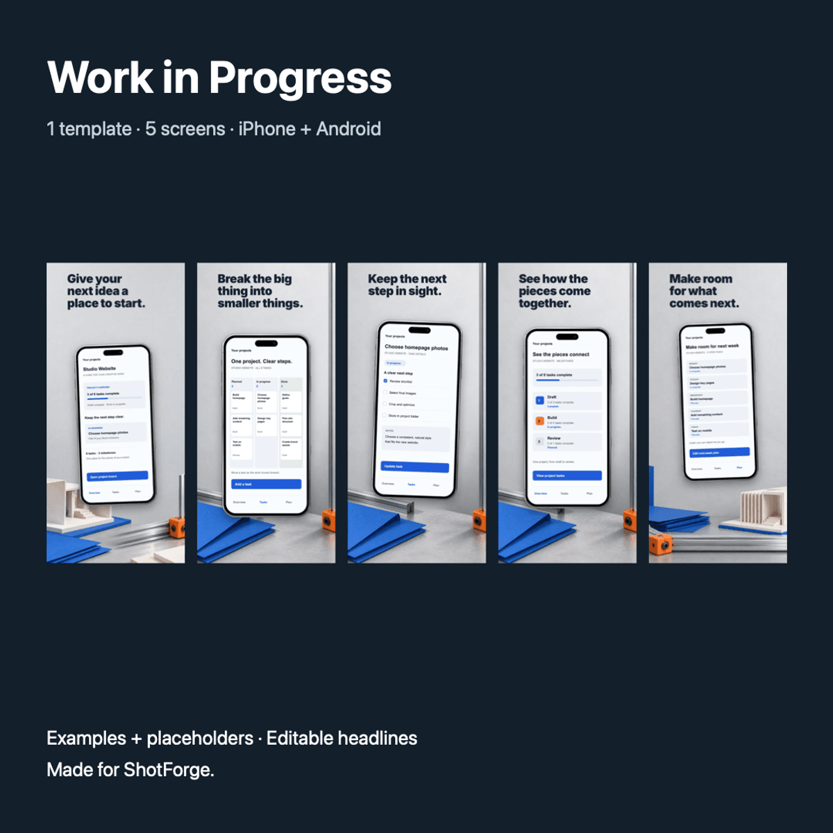 Work in Progress — App Screenshot Template for ShotForge