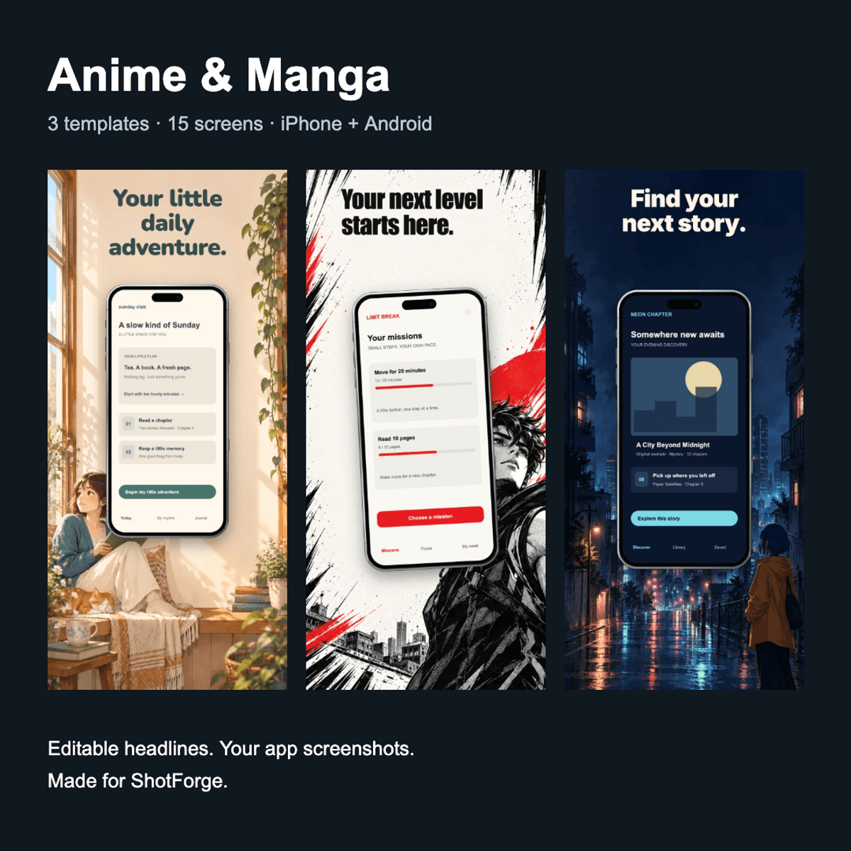 Anime & Manga — ShotForge Screenshot Templates