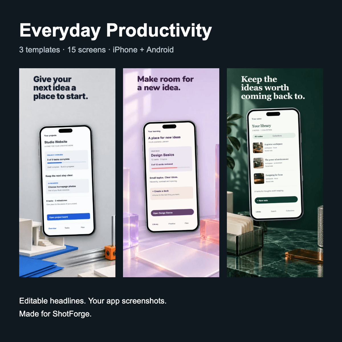 Everyday Productivity — ShotForge Screenshot Templates