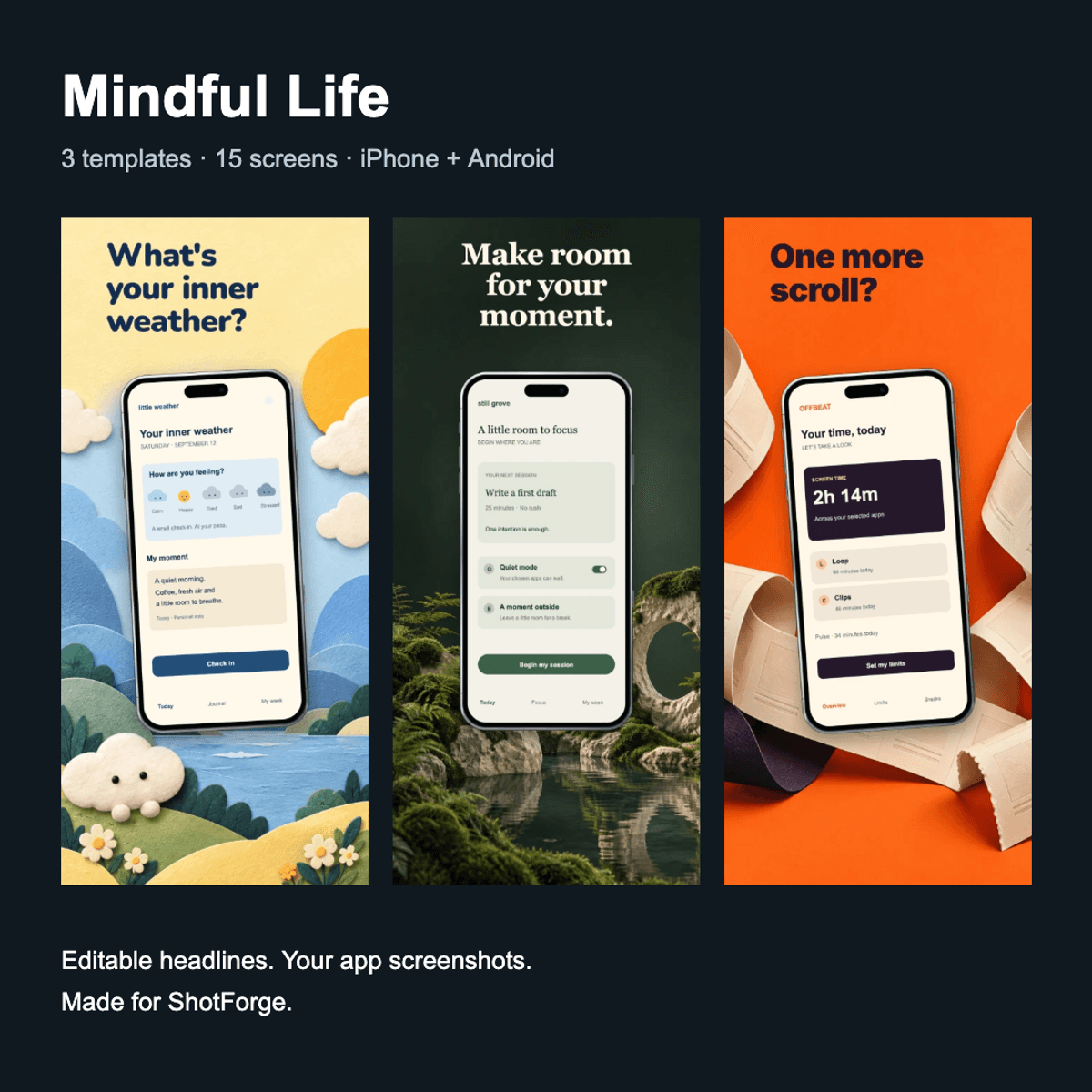 Mindful Life — ShotForge Screenshot Templates