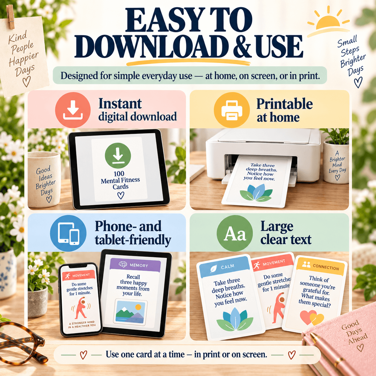 100 Mental Fitness Cards for Adults 65+ | Simple Screen-Free Activities