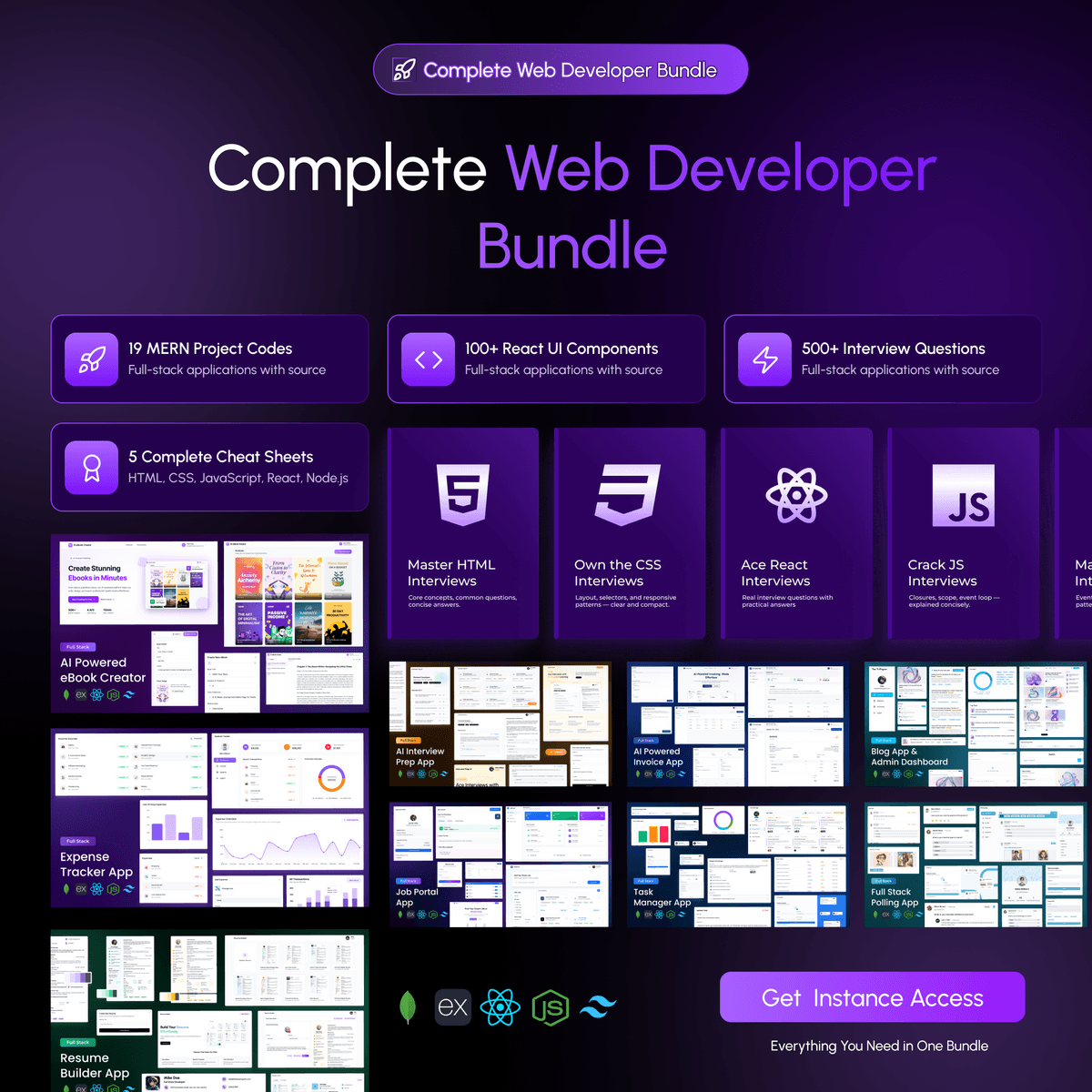 Complete Web Developer Bundle: 100+ React Components, 19 Full Stack Projects & Interview Prep