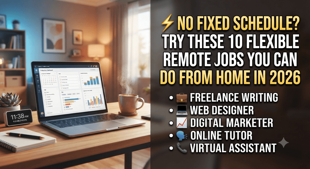 ⚡No Fixed Schedule? Try These 10 Flexible Remote Jobs You Can Do From Home in 2026