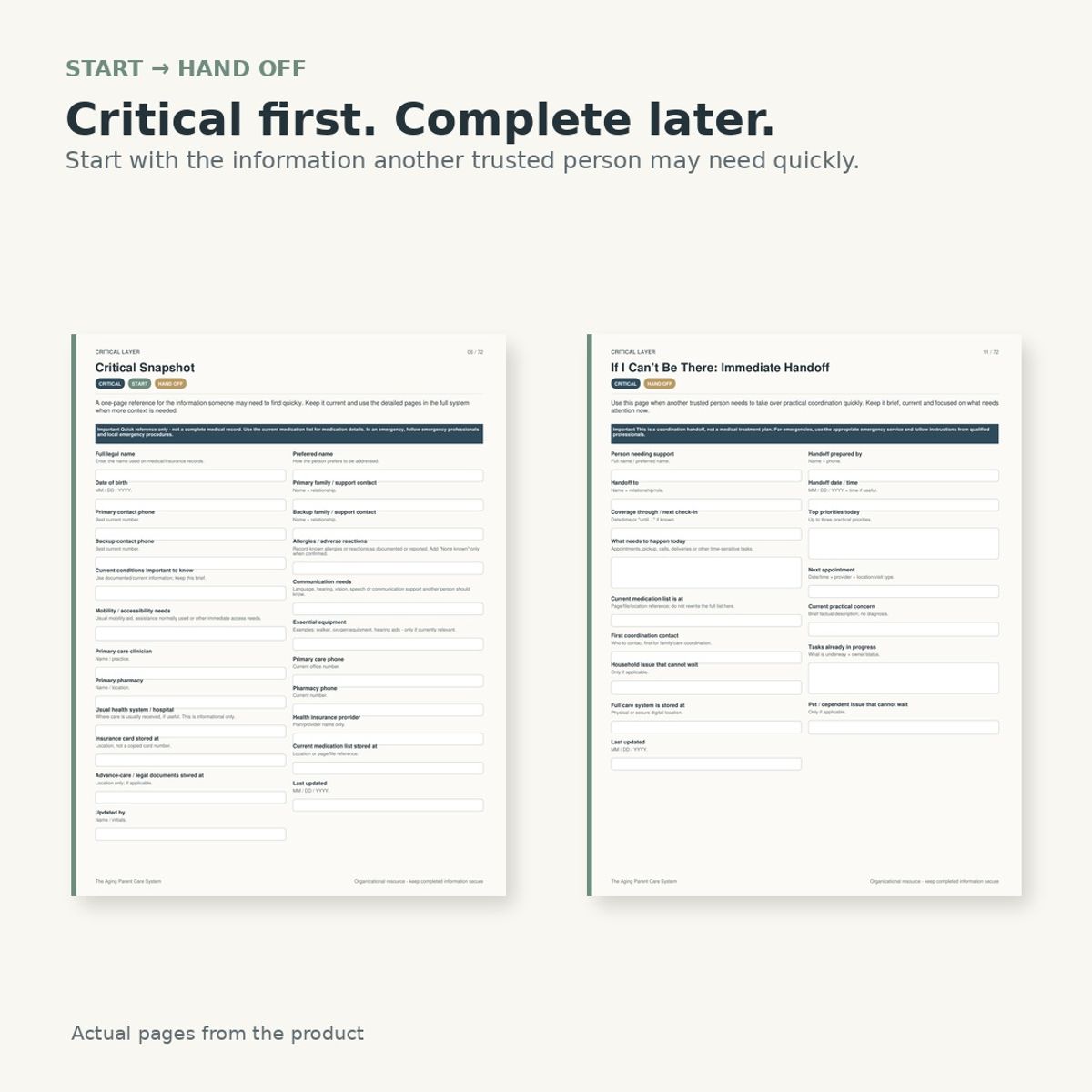 The Aging Parent Care System: Printable + Fillable Family Care Organizer