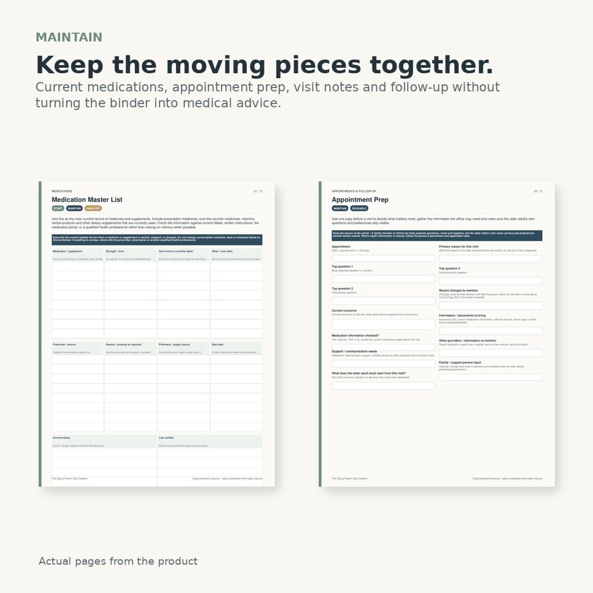 The Aging Parent Care System: Printable + Fillable Family Care Organizer