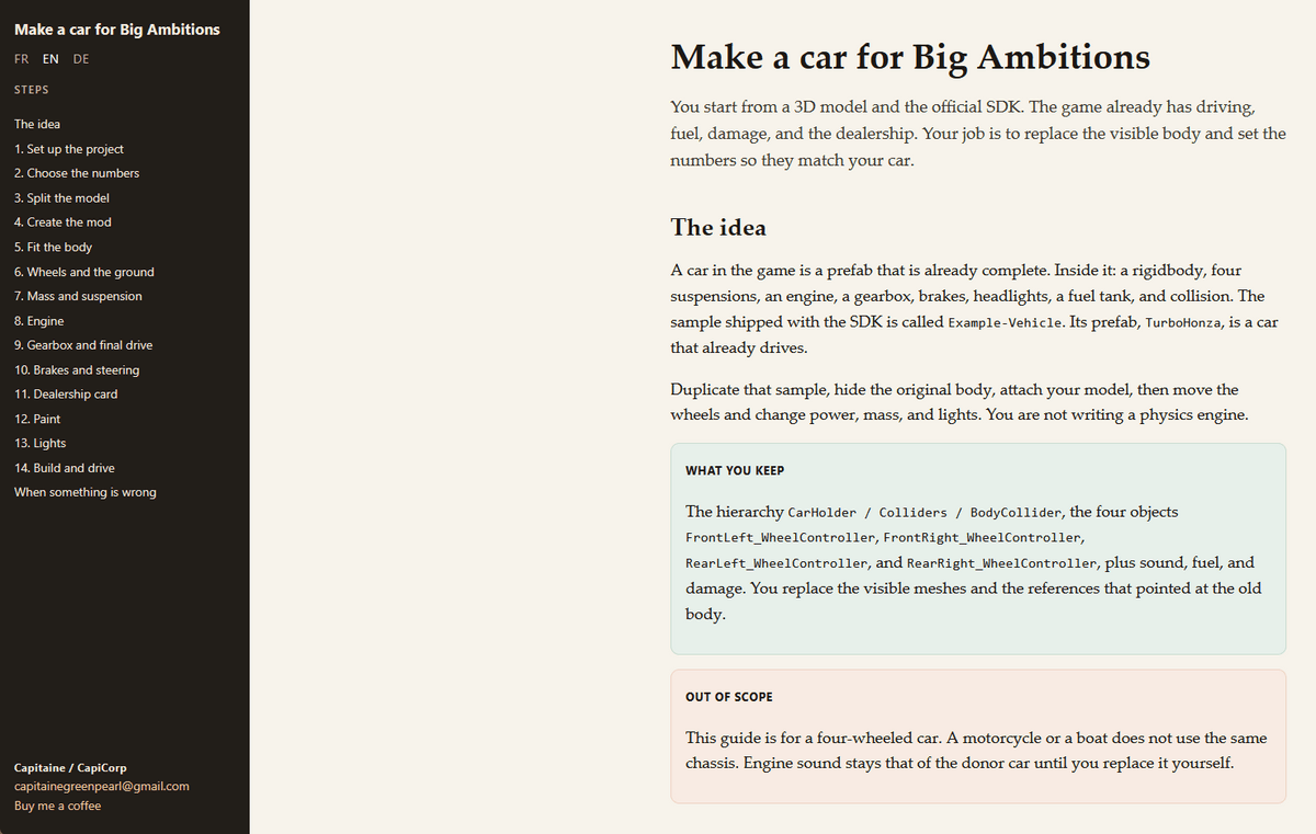 Big Ambitions : Ultimate Car Modding Guide => From 3D Model to In-Game Vehicle