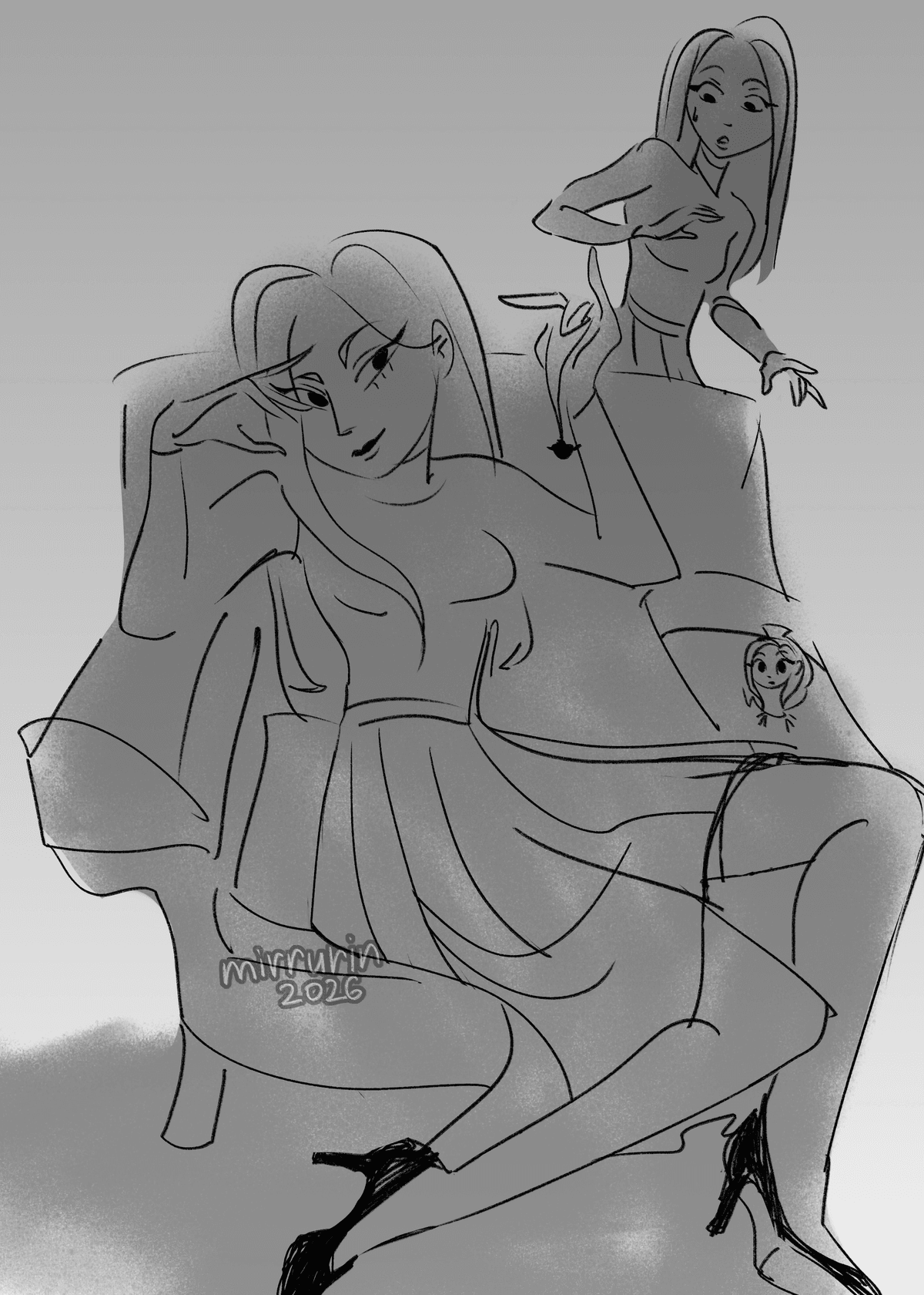 SKEB sketch commission (B&W)
