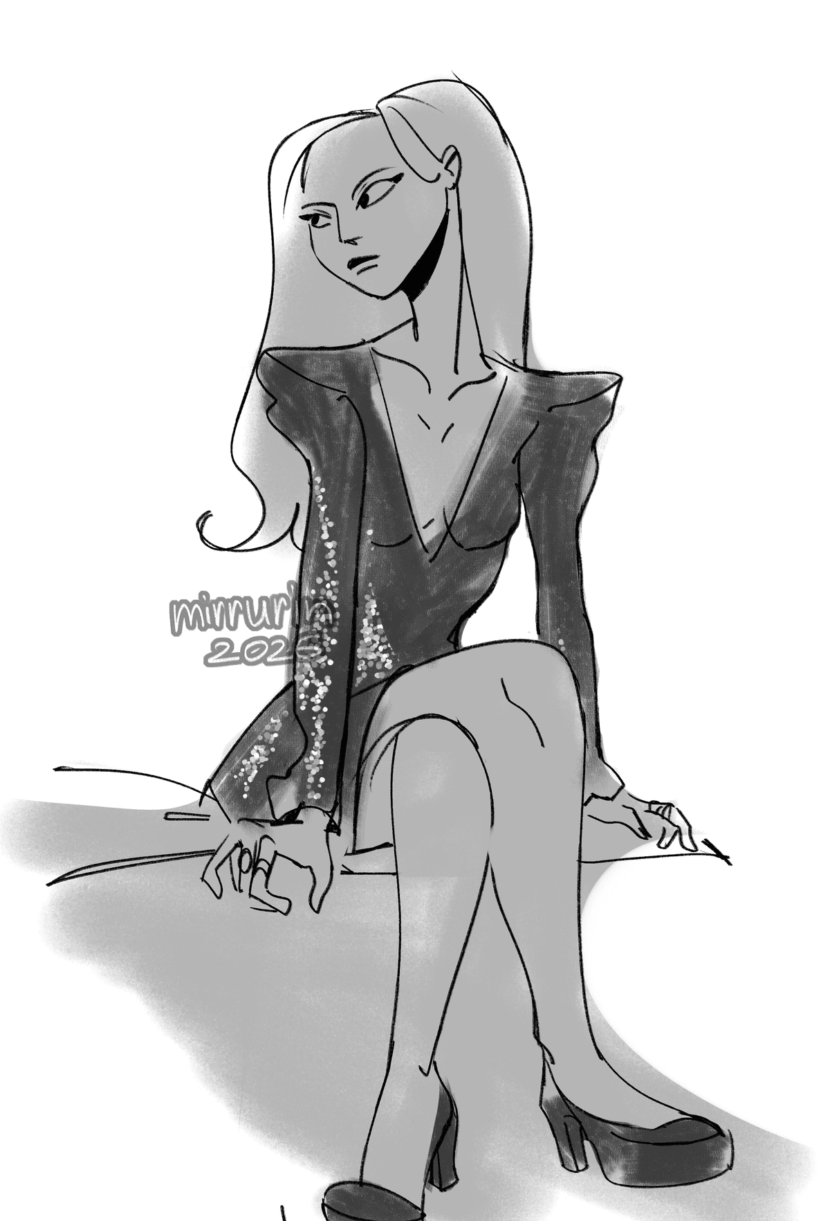 SKEB sketch commission (B&W)