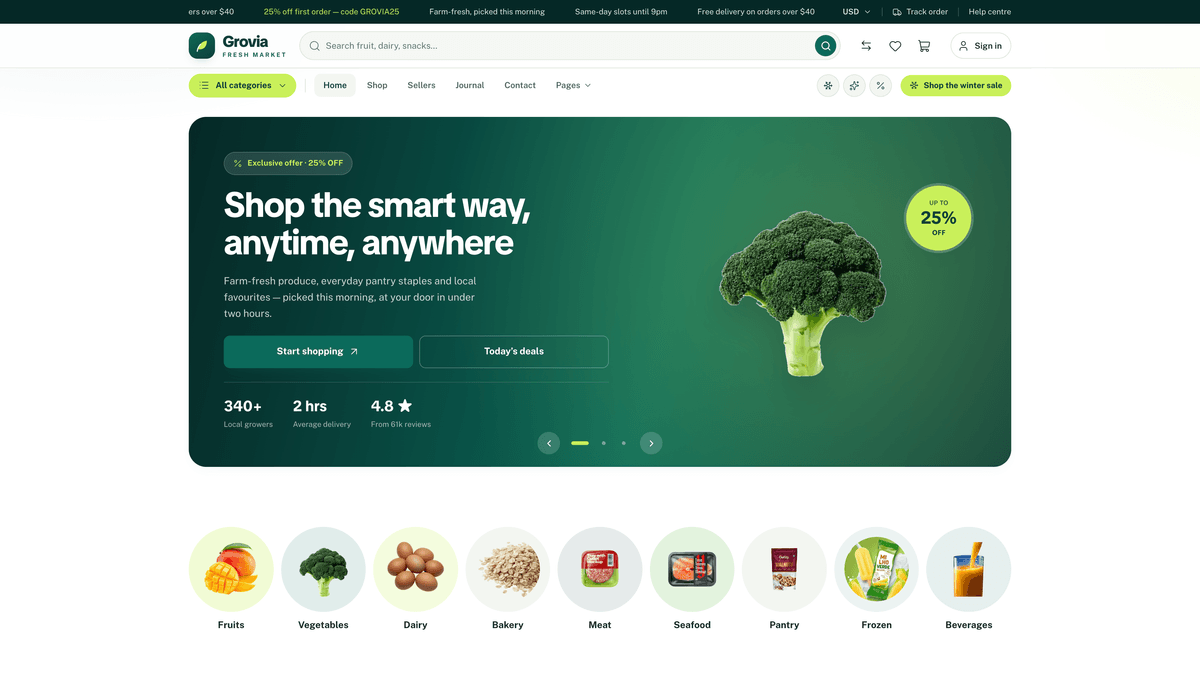 Grovia — Next.js 16 eCommerce Storefront, Admin Dashboard & REST API