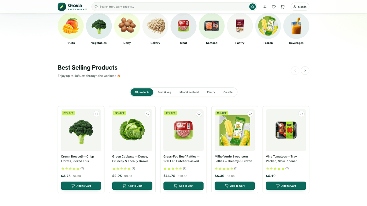 Grovia — Next.js 16 eCommerce Storefront, Admin Dashboard & REST API